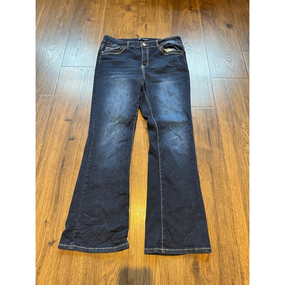 Our Republic For All Denim - Our Republic For All Dark Wash Bootcut Jeans Cross Embellished Pockets 16W